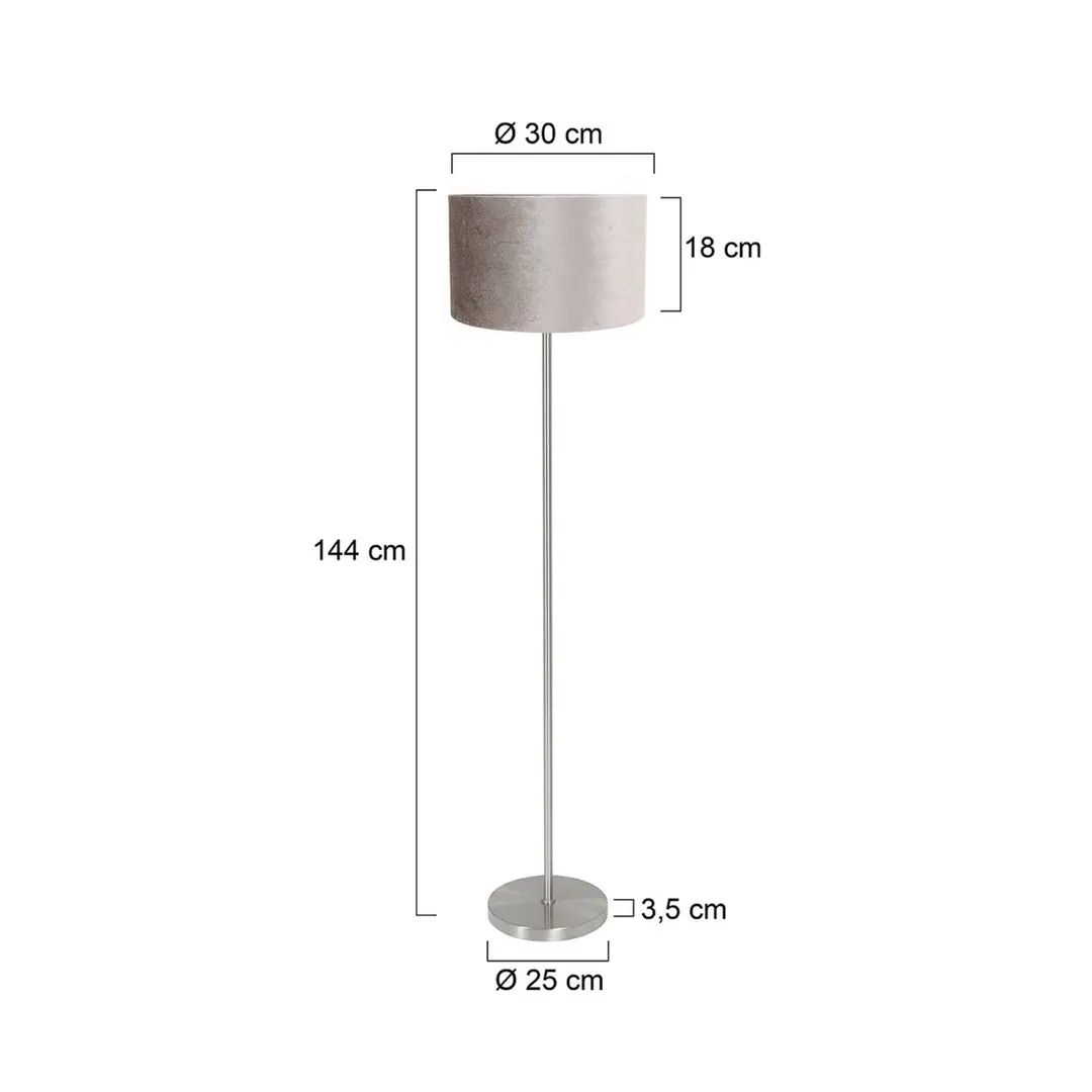 Mexlite Stehleuchte Noor, stahl/Velours silber, Höhe 144 cm, E27