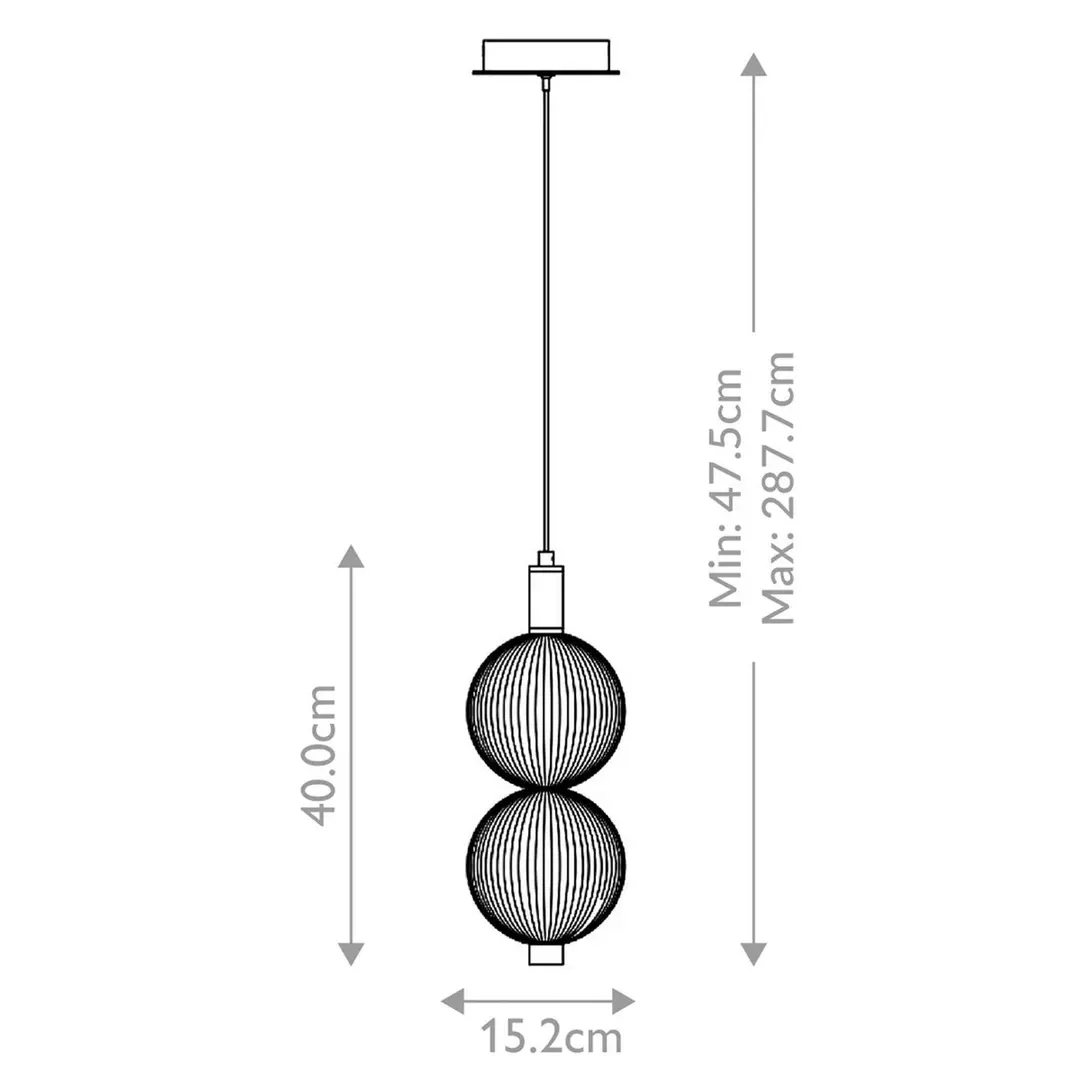 Quintiesse LED-Hängelampe PALMAS, gold/rauchgrau, Ø 15 cm, 2-flg., Glas