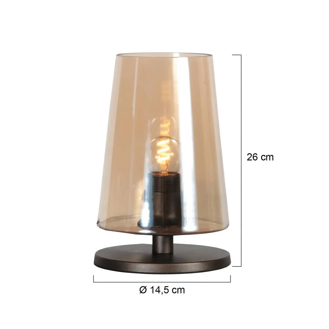 Steinhauer Tischlampe Ancilla braun/bernstein, 26 cm, Metall, Glas, E27