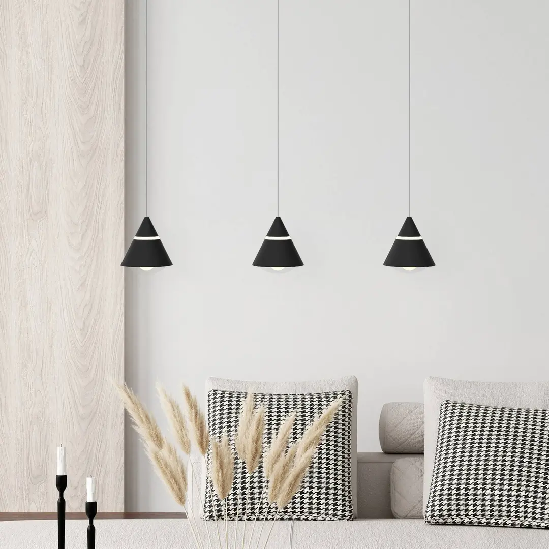 Trio Lighting LED-Pendellampe Romeo, Länge 55 cm, schwarz, Metall, 3-flg.