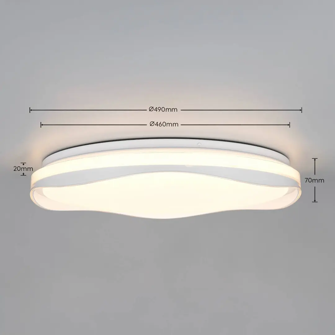 Reality Leuchten LED-Deckenlampe Pavo, grau, Kunststoff, RGBW, Fernbedienung