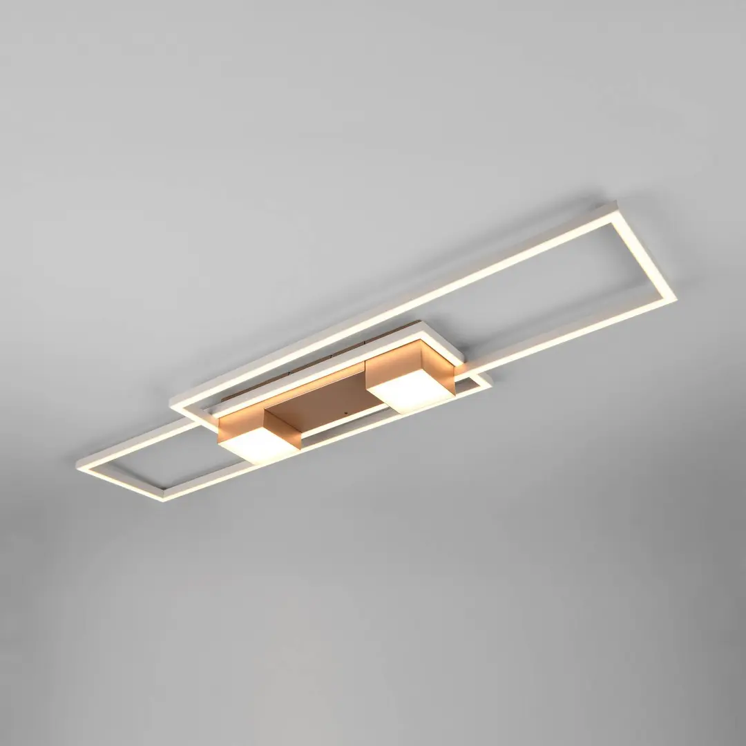 Trio Lighting LED-Deckenlampe Albany, braun, 100 x 28 cm, Alu, CCT dimmbar