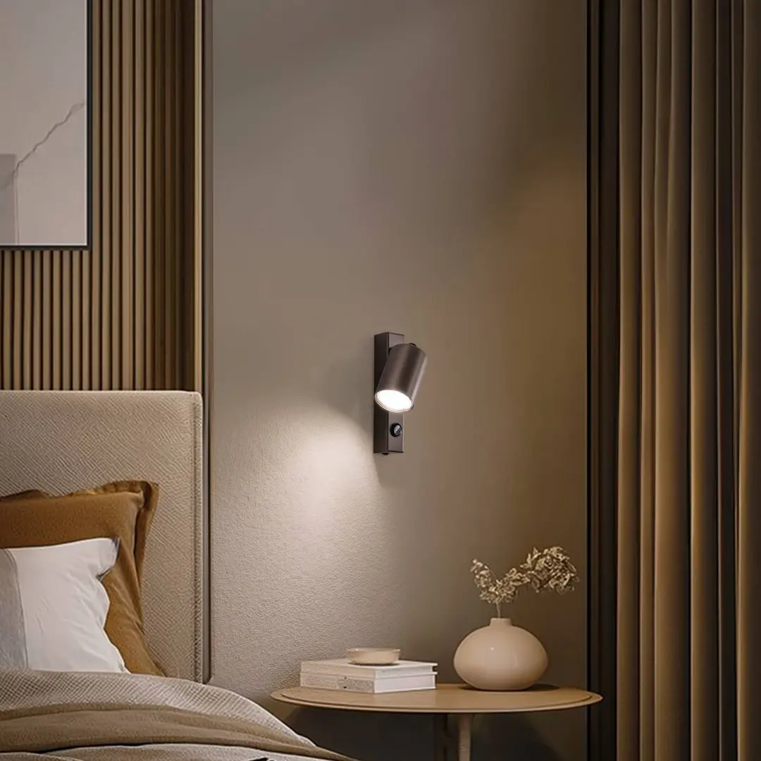 TK Lighting Wandspot Top, justierbar, Schalter, braun, einflammig