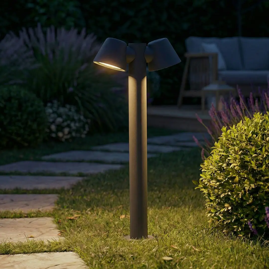 Lindby Wegeleuchte Ileyna, 2-flg., anthrazit, 100 cm