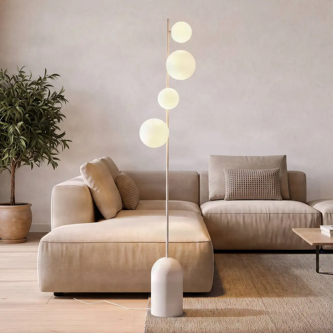 EMIBIG LIGHTING Stehleuchte Etno LP4, weiß, Glas/Stahl, Höhe 140 cm, G9