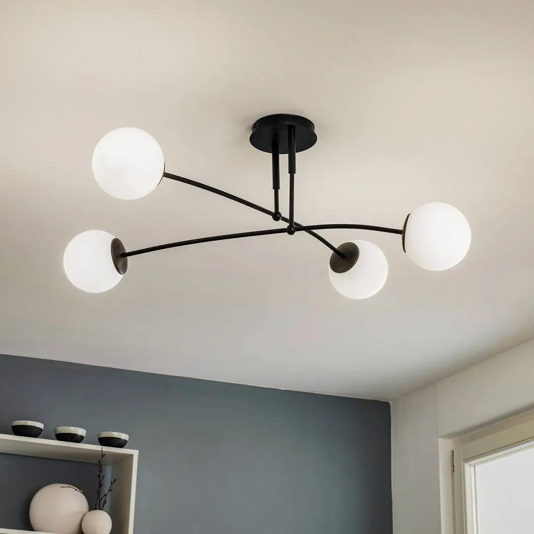 EMIBIG LIGHTING Deckenleuchte Pregos 4 in Schwarz, vierflammig