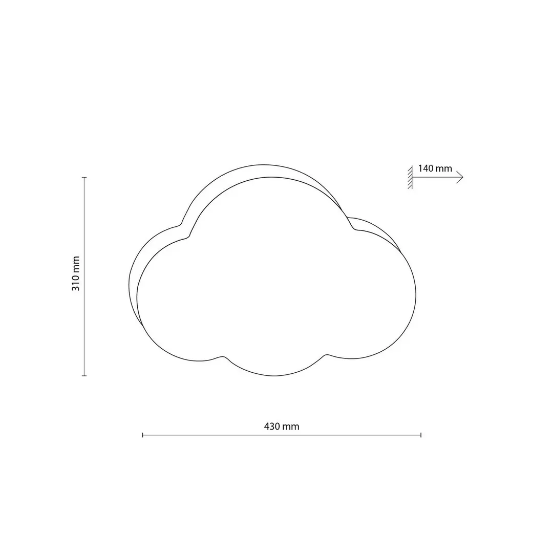 TK Lighting Deckenleuchte Cloud, rosa, 43 cm lang, Textil, Wolke, E27