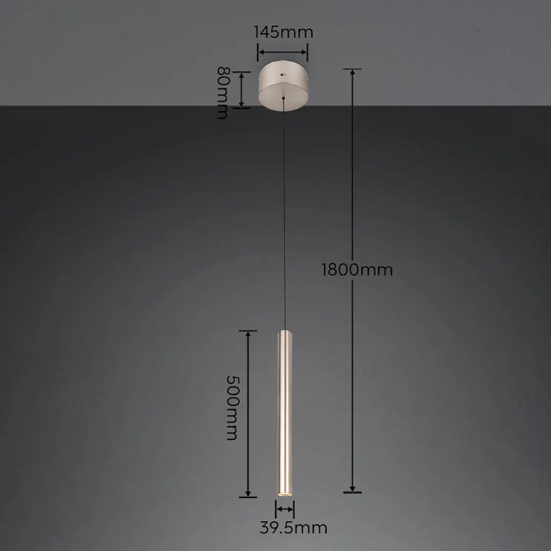 Trio Lighting LED-Pendellampe Arimato, Ø 4 cm, cremefarben, Metall, CCT