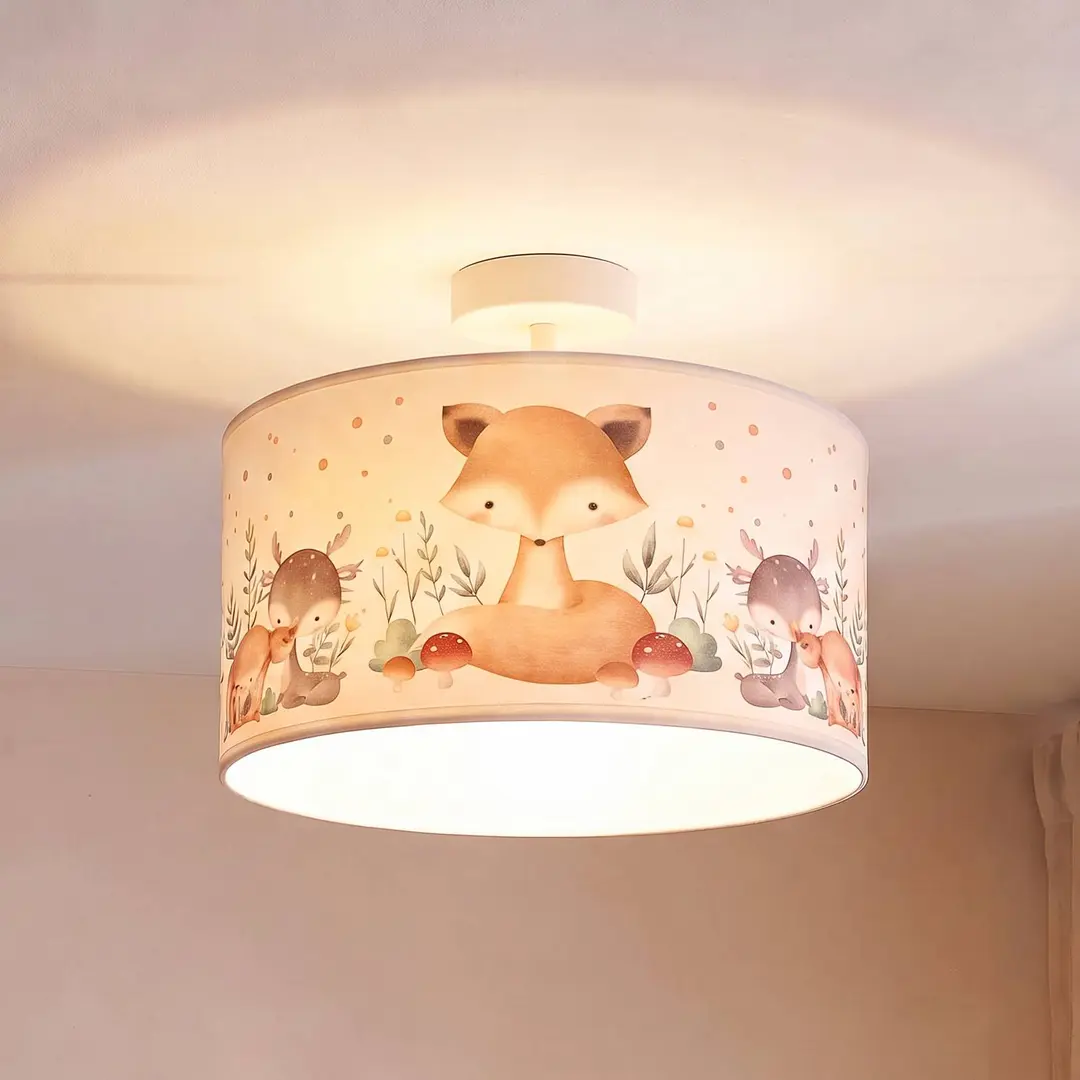 Duolla Kinder-Deckenlampe Kids Print, bunt/weiß, Ø35 cm, Textil