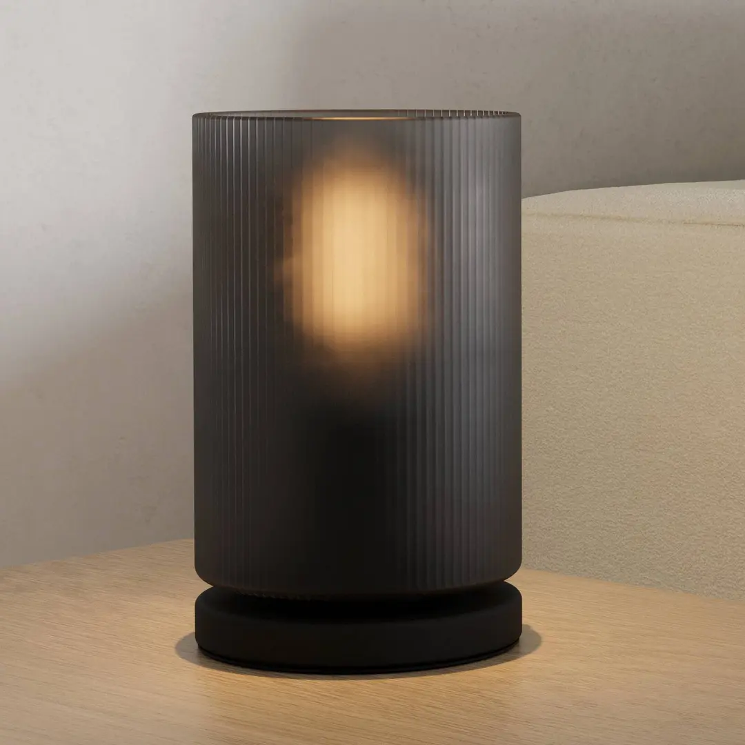 EGLO Tischlampe Colomera, Höhe 19,5 cm, schwarz/grau, Glas
