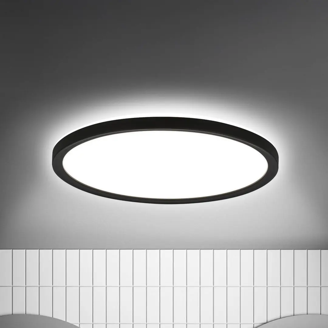 Briloner LED-Deckenleuchte Move Sensor, schwarz, Ø 29 cm, IP44, 4000K