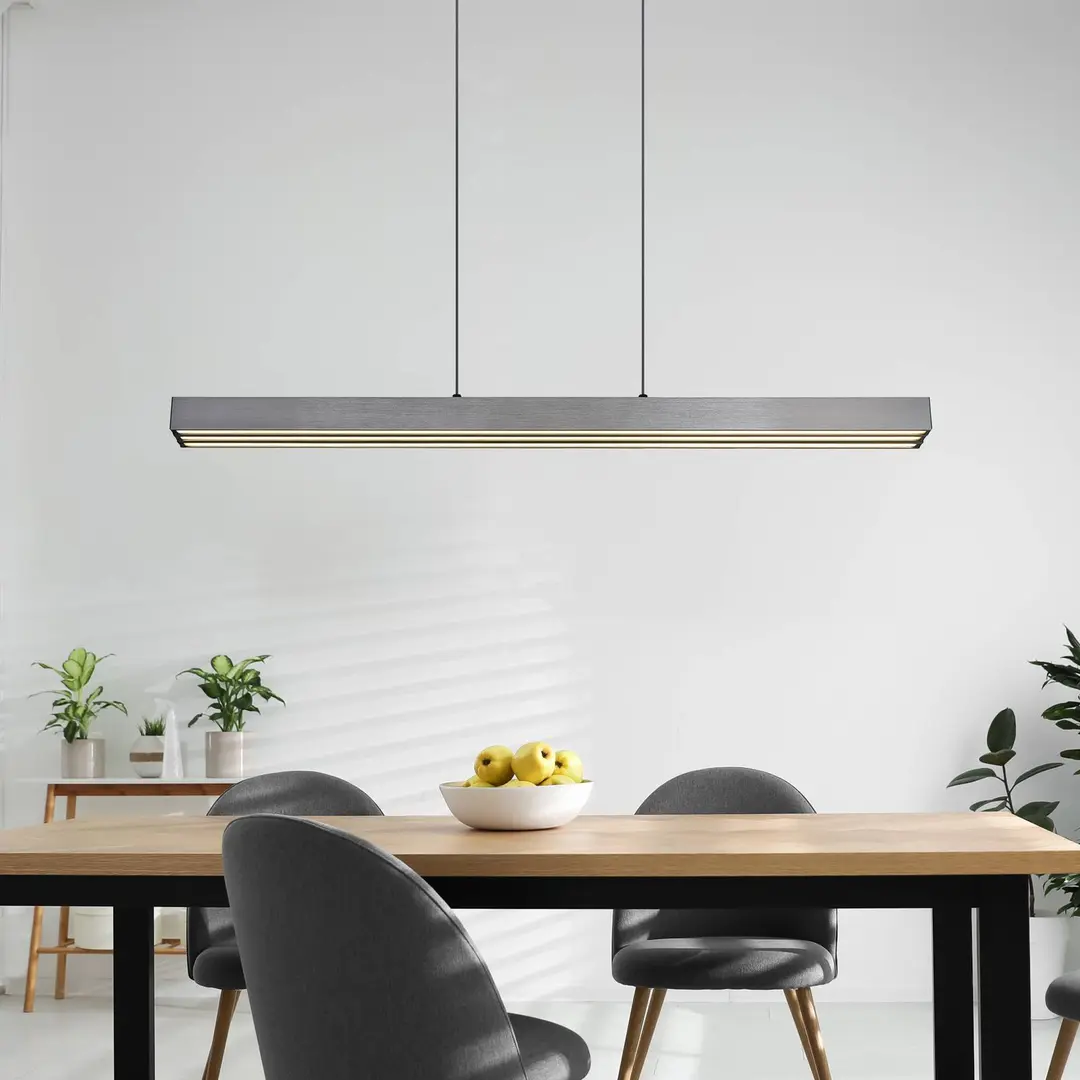 Globo LED-Hängelampe Ethan, grau, Metall, 150 cm, ausziehbar