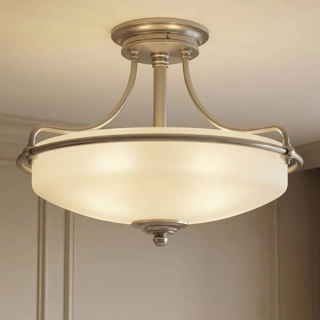 QUOIZEL Deckenlampe Griffin, Ø 43 cm, nickel antik