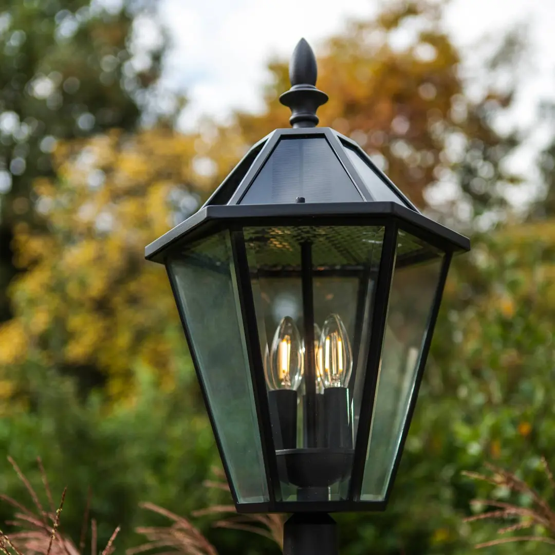 Lutec LED-Solar-Außenleuchte LONDON, schwarz, Höhe 227 cm, IP44