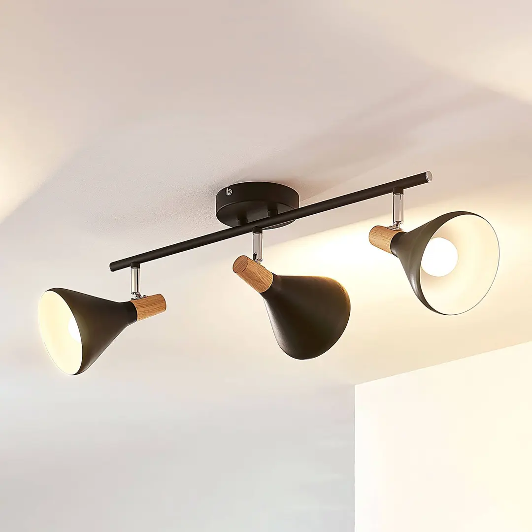 Lindby Deckenleuchte Arina, 53 cm, schwarz, 3-flammig, E14