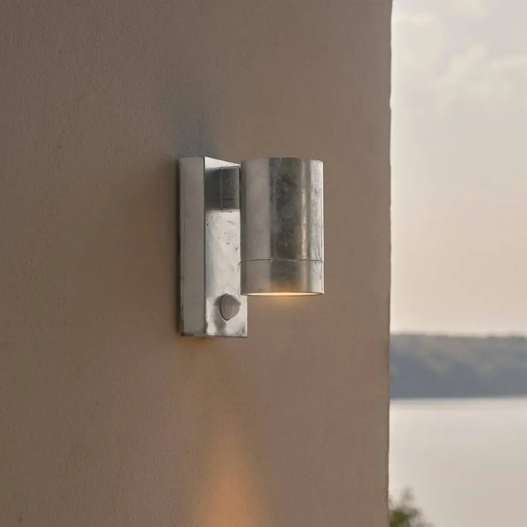 Nordlux Außenwandleuchte Tin Maxi Sensor verzinkt, Stahl, IP54, GU10