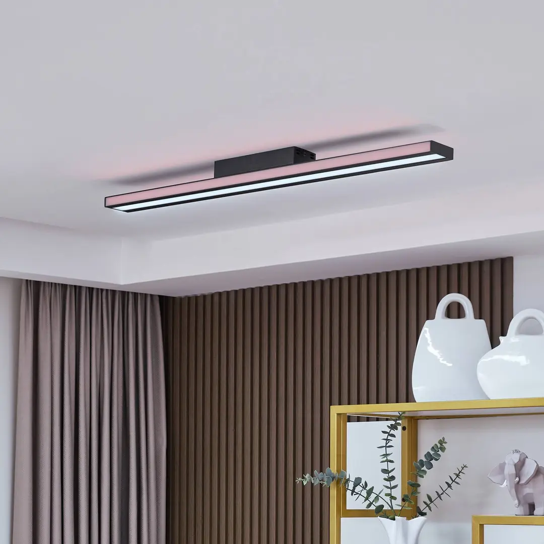 Lucande Smart LED-Deckenleuchte Leicy schwarz 8 cm RGB CCT