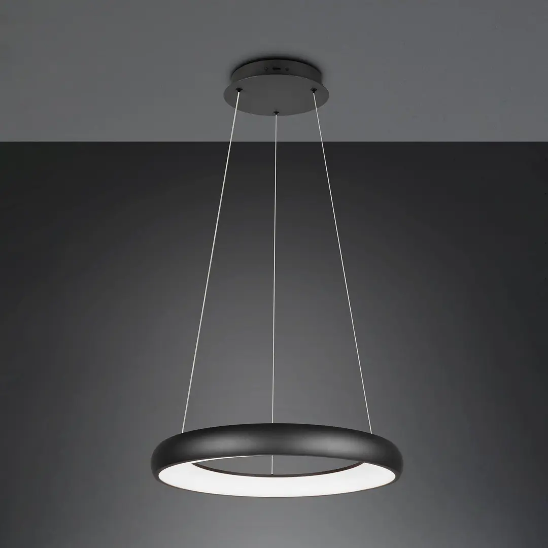 Trio Lighting LED-Hängeleuchte Cardona, Ø 62 cm, schwarz, CCT, Metall