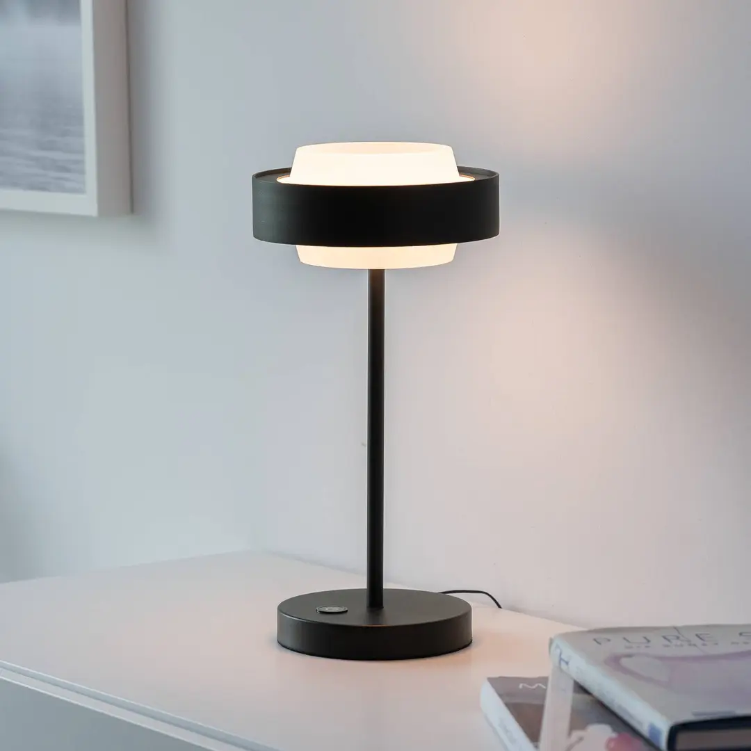 SCHÖNER WOHNEN LED-Tischlampe Elmo, schwarz, 3000 K, Dimmer