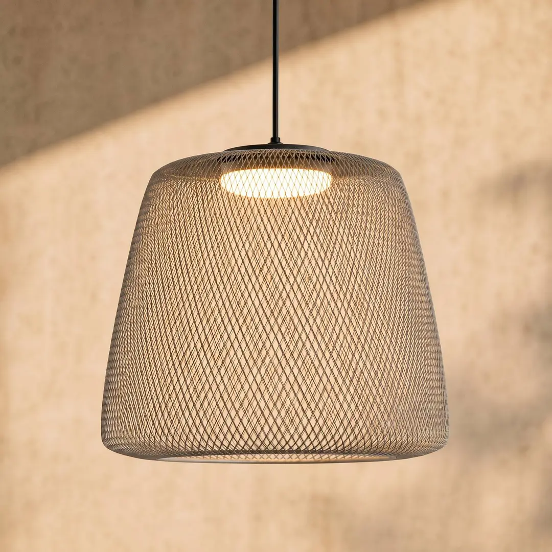 Lucande LED-Außenhängelampe Korvyn, grau, Ø 50 cm, step-dim