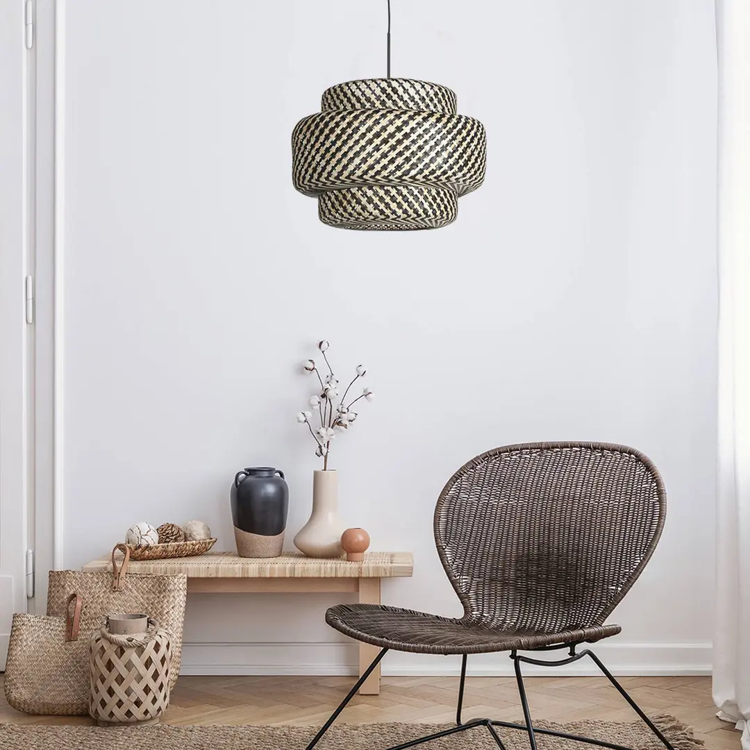 Steinhauer Hängelampe Sparkled Light 4478ZW, Bambusgeflecht, Ø 53 cm