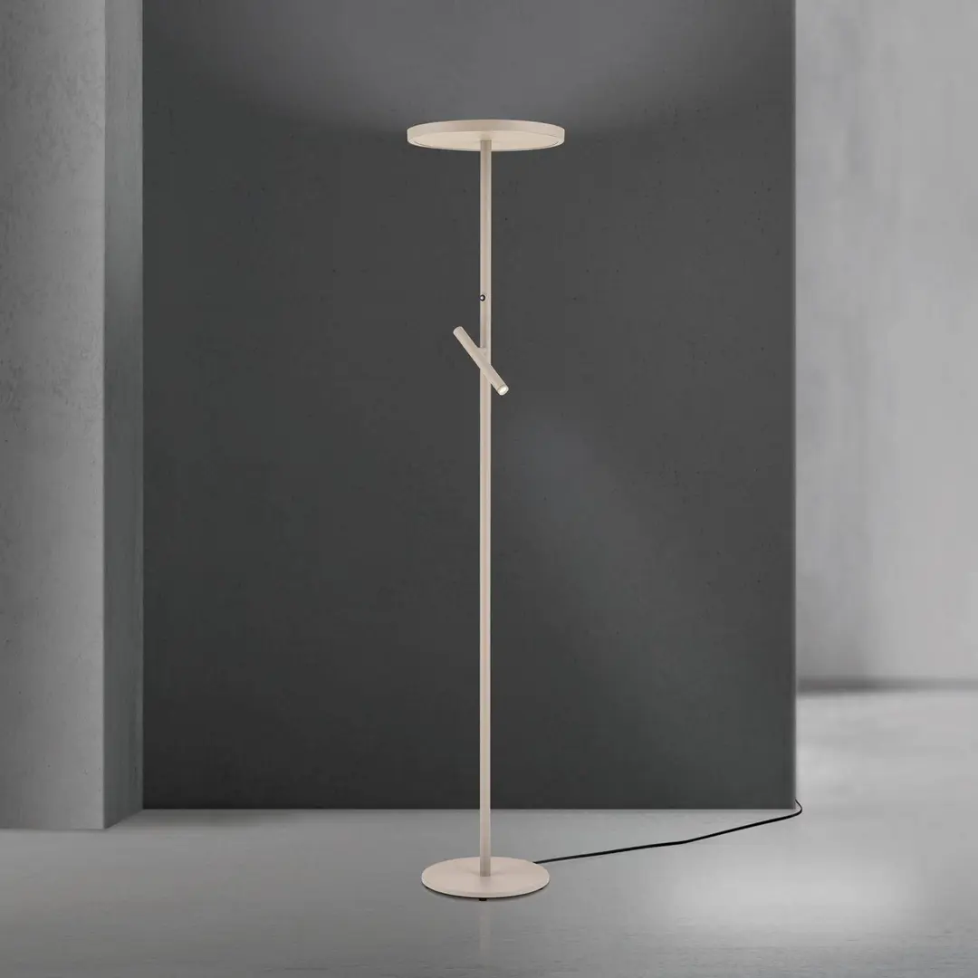 Orion LED-Stehleuchte Teide, khaki, Metall, Leselampe, Dimmer
