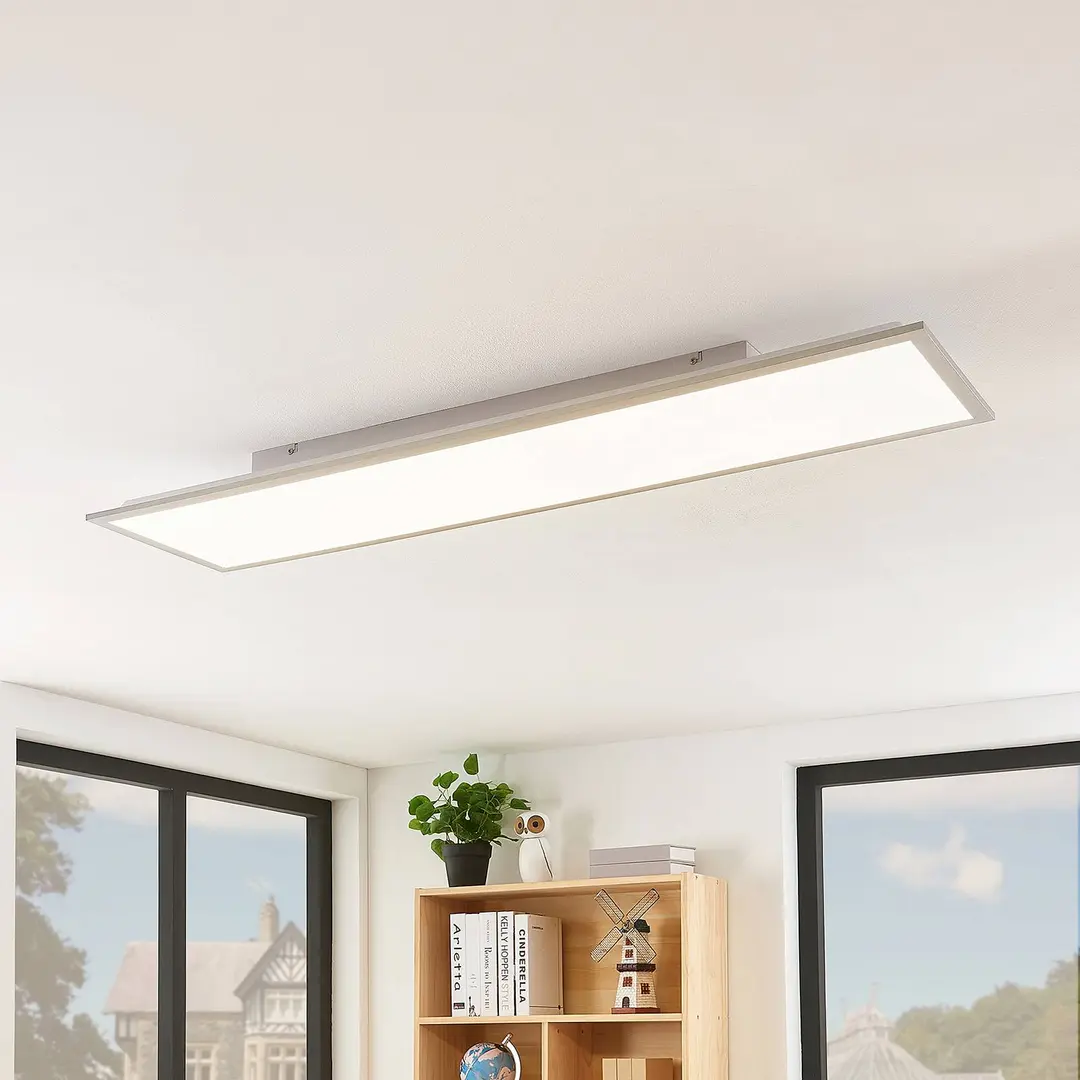 Lindby LED-Panel Stenley, 4.000 K, 120cm x 30cm, silber/weiß