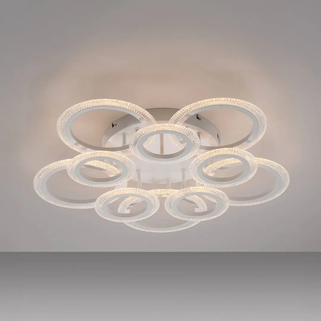 JUST LIGHT. GmbH LED-Deckenleuchte Crystallo, rund, weiß, Eisen, 3.000 K