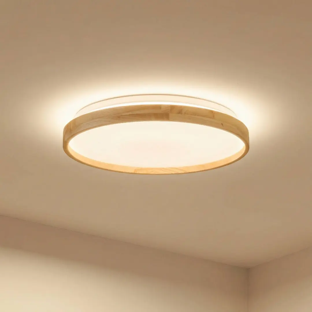 Lindby Smart LED-Deckenleuchte Mirren Holz Ø39,5cm CCT Tuya