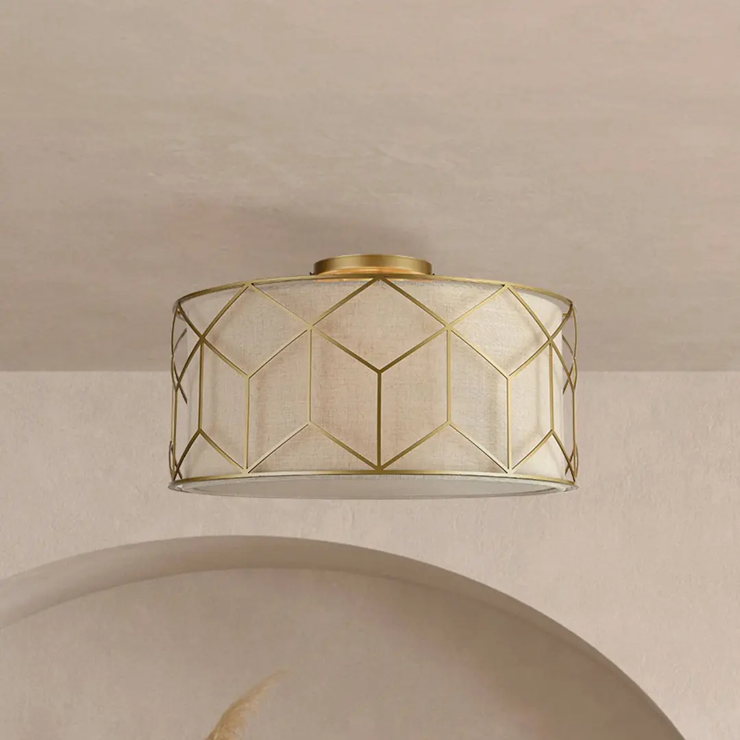 Maytoni Deckenleuchte Messina, Ø 43 cm, beige, Leinen