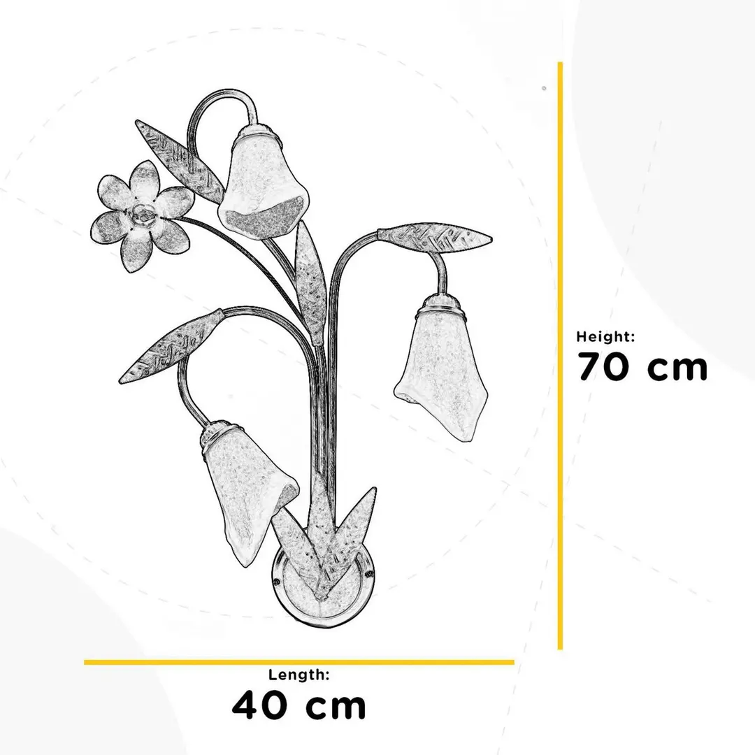 ONLI Wandleuchte Alga, 3-flammig, Eisen, Glas, Florentiner