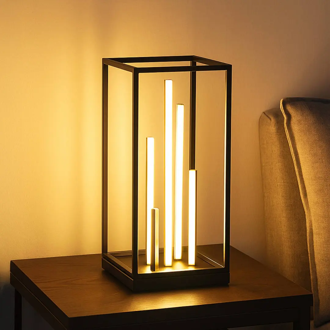 FISCHER & HONSEL LED-Tischleuchte Grid, schwarz/gold, Metall, CCT, dimmbar