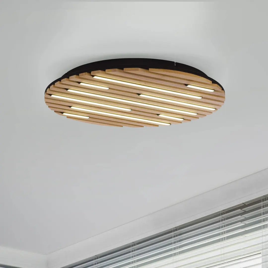 Q-Smart-Home Paul Neuhaus Smart-LED-Deckenleuchte Q-Akustik, Holz Ø 60 cm