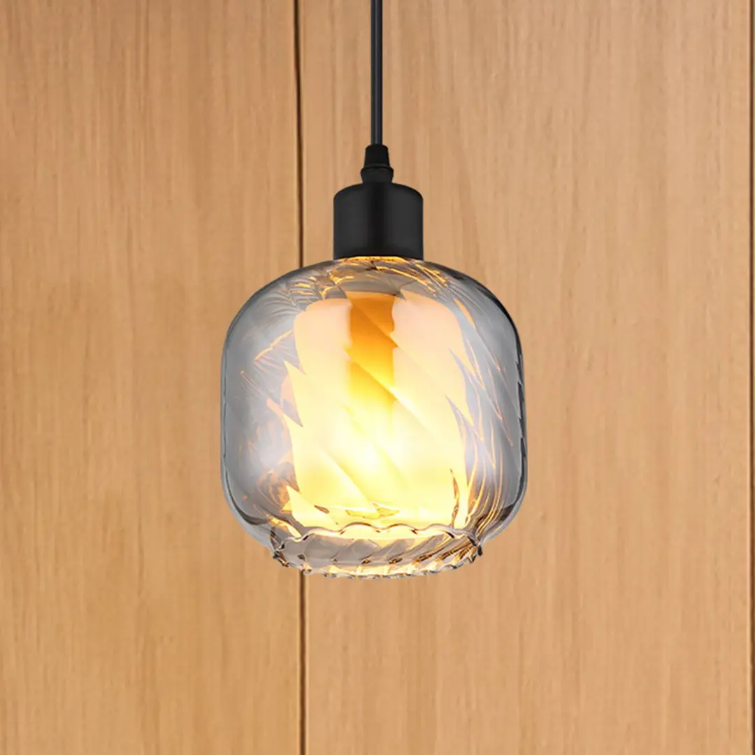 Globo Hängelampe Xia, Ø 14 cm, rauchgrau, Glas