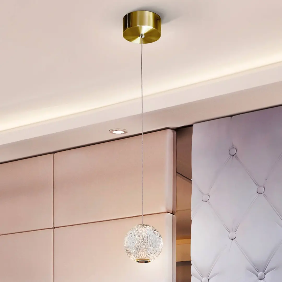 Schuller Valencia LED-Hängeleuchte Austral, gold/klar, einflammig