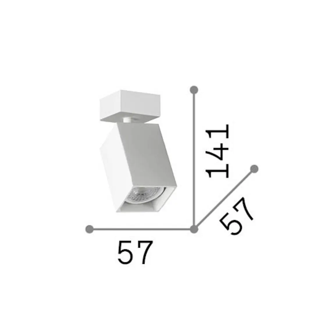 Ideal Lux Deckenstrahler Dynamite Square, weiß, Länge 5,7 cm