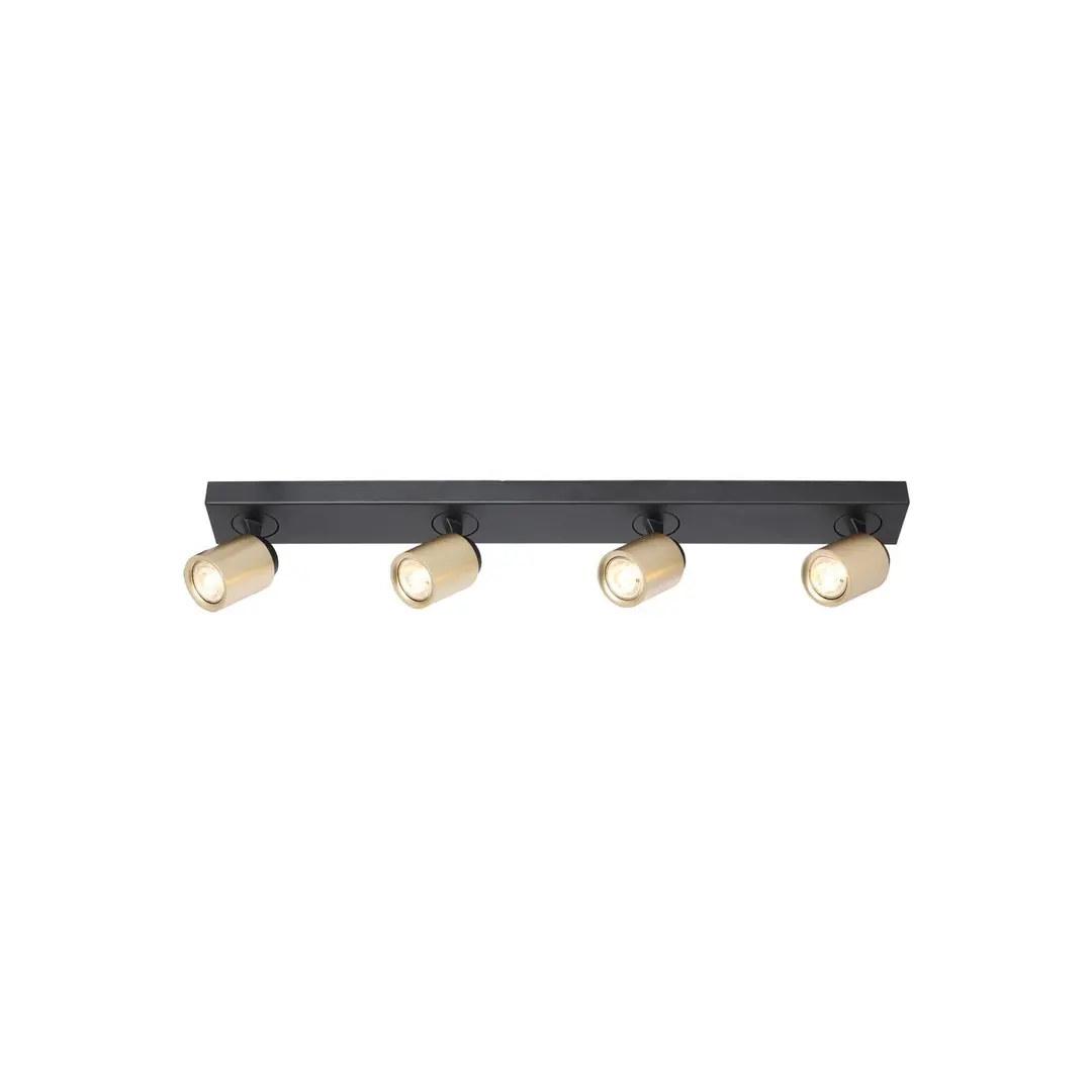 Freelight Deckenstrahler Razza, schwarz/gold, Länge 82 cm, 4-flg.