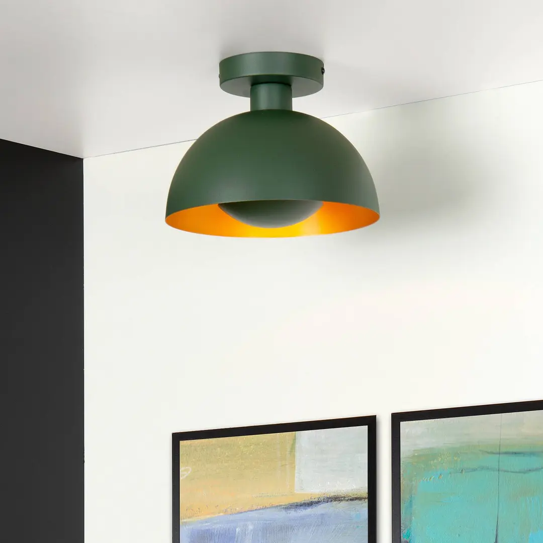 Lucide Deckenleuchte Siemon aus Stahl, Ø 25 cm, grün