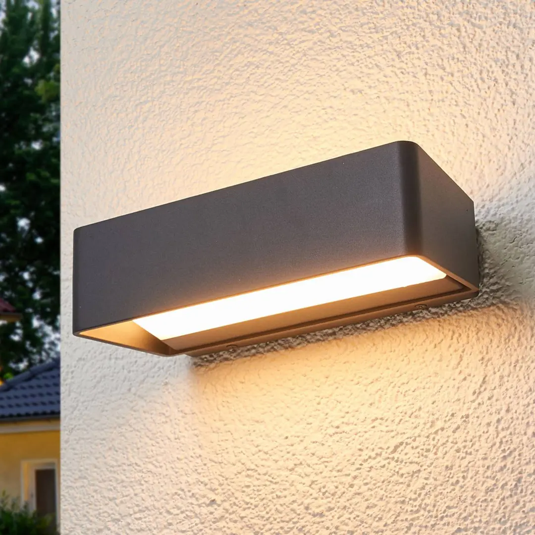 Lucande LED-Außenwandleuchte Midvig, 25 cm, anthrazit, IP65