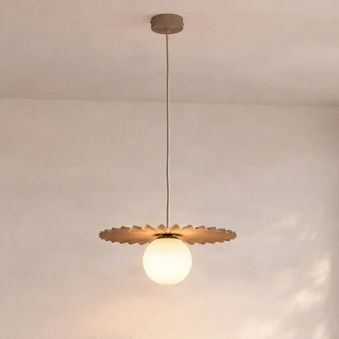 Domiluce Pendelleuchte Fiore, grau-beige, Ø 40 cm, Glas