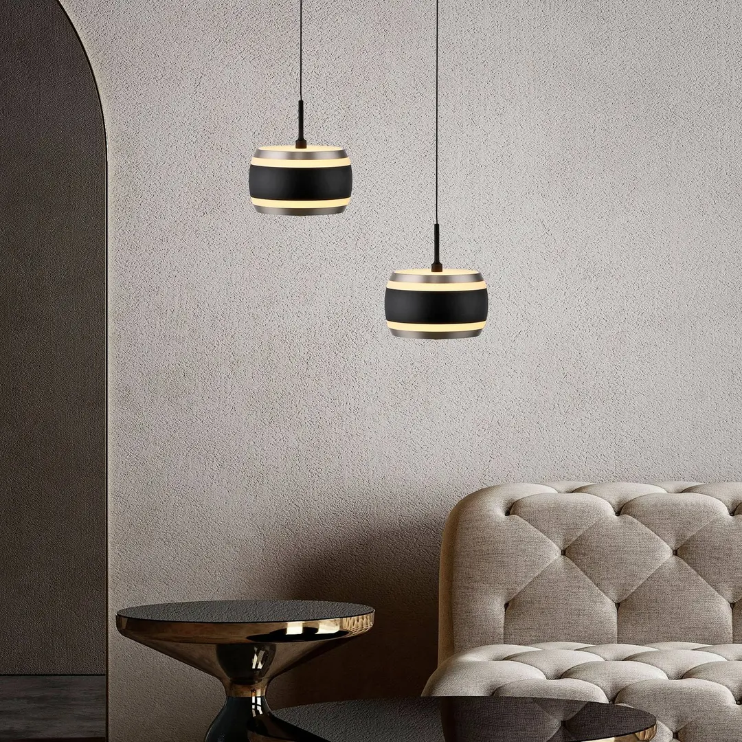 Pure LED-Hängelampe PURE Falling Rings, schwarz, Ø 13 cm, CCT