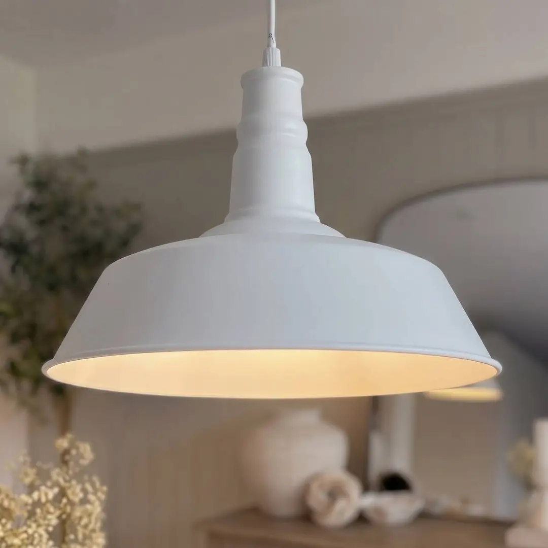 Lindby Hängeleuchte Laylan, weiß, Ø 46 cm, Metall