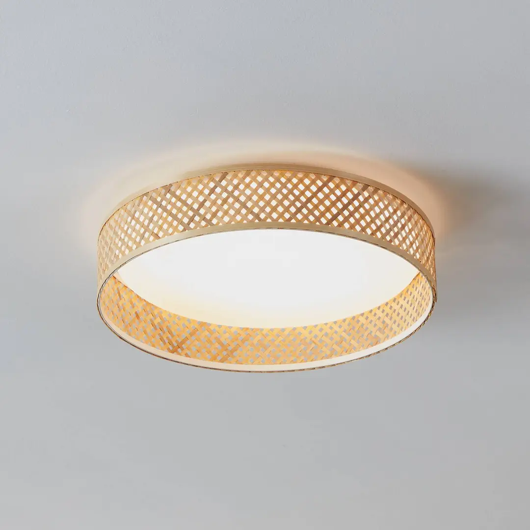EGLO LED-Deckenleuchte Luppineria Bambusgeflecht Ø 38cm