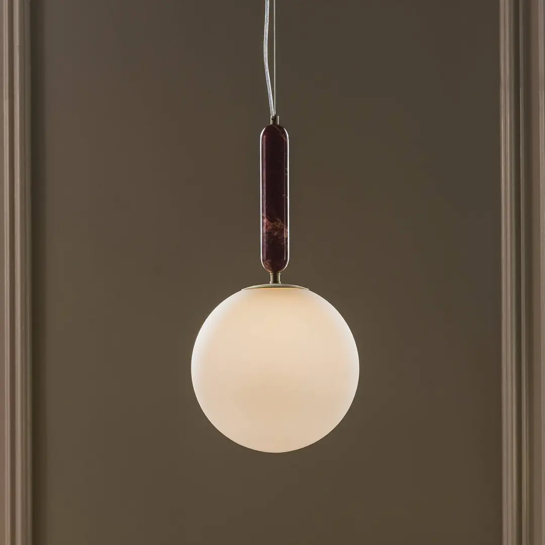 Globen Lighting Pendellampe Torrano, rot, Ø 30 cm, Marmor