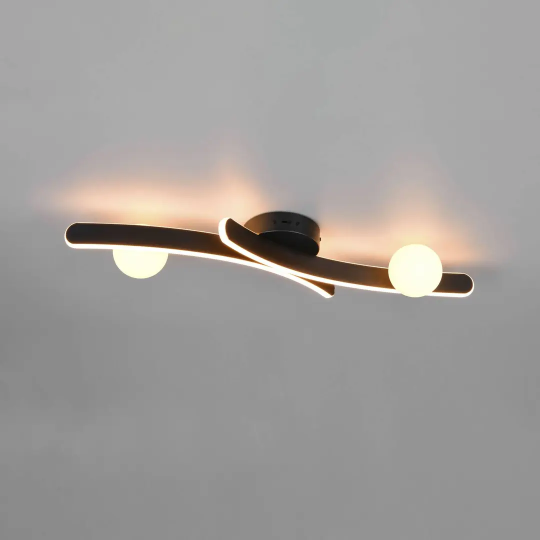 Trio Lighting LED-Deckenleuchte Napoli, schwarz matt, Länge 70 cm, Metall