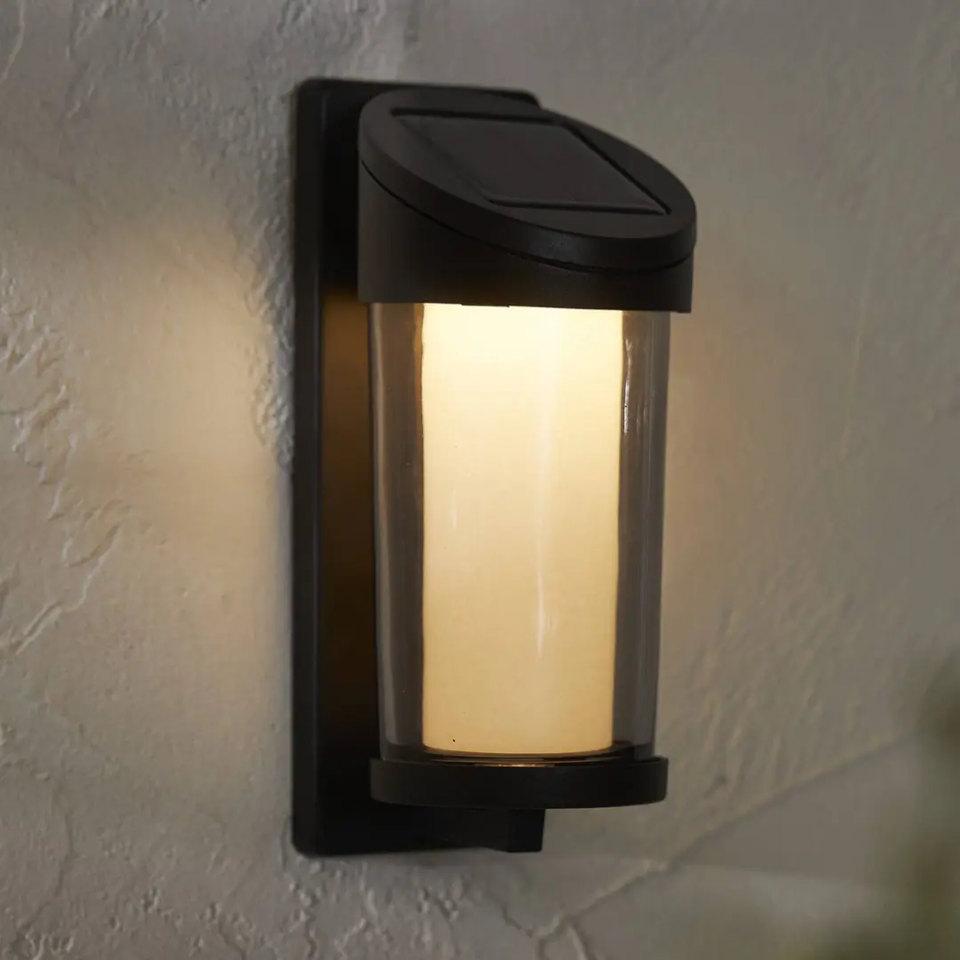 STAR TRADING LED-Solar-Außenwandleuchte Alippa, schwarz Höhe 21 cm Metall
