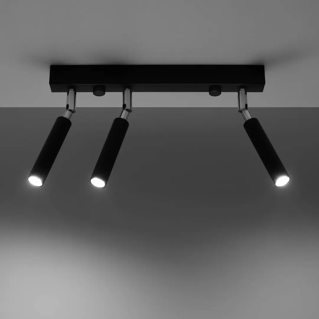 SOLLUX LIGHTING Deckenstrahler Nicanor, schwarz/chrom, 35 cm, 3-flg.