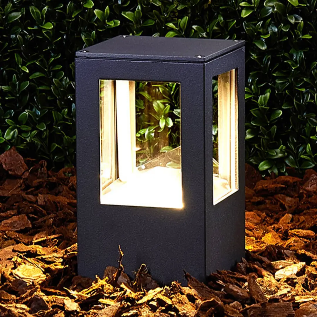 Lucande LED-Sockelleuchte Nicola, 20 cm, anthrazit, IP54