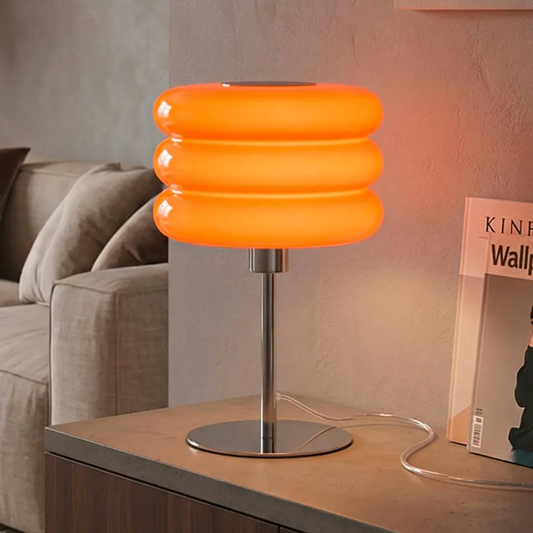 EGLO Tischleuchte Tortora, orange, Glas, Metall, Höhe 30 cm, E14