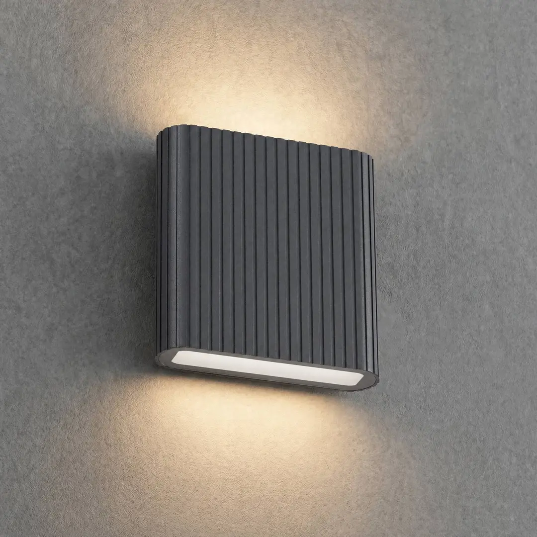 Lucande LED-Außenwandlampe Raija, anthrazit, Höhe 19 cm, CCT